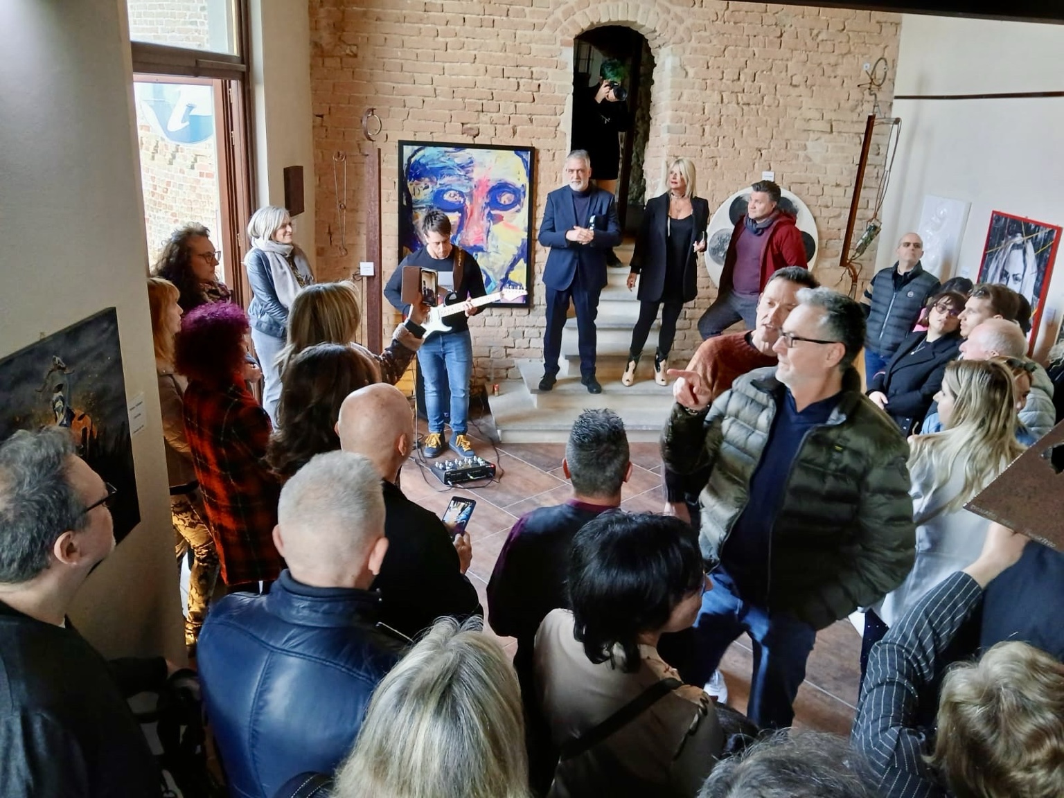 Un momento della presentazione della collettiva